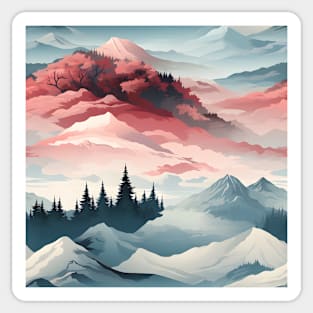 Fantasy Landscapes Mountains Pattern 1 Sticker